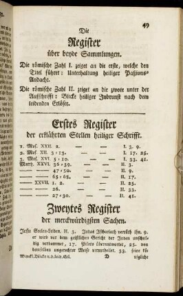 Die Register über beyde Sammlungen.