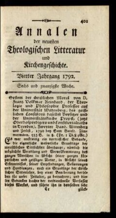 Sechs und zwanzigste Woche