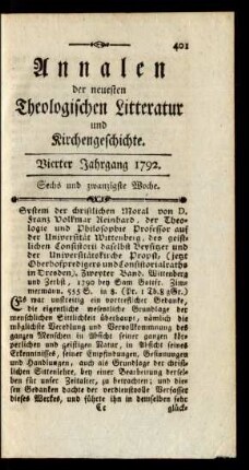 Sechs und zwanzigste Woche