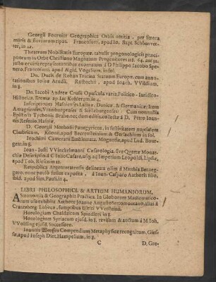 Libri Philosophici, & Artium Humaniorum.