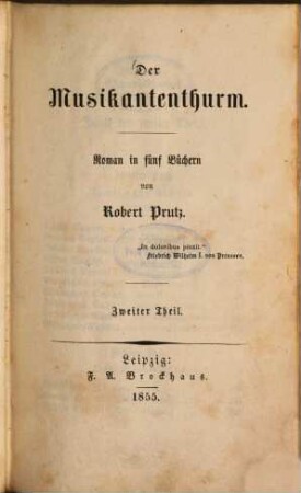 Der Musikantenthurm : Roman in fünf Büchern, 2