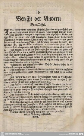 Bericht der Andern Brot Taffel.