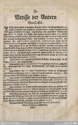 Bericht der Andern Brot Taffel.