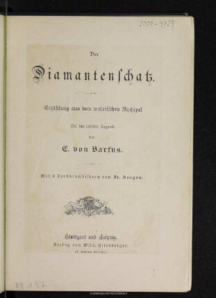 Der Diamantenschatz : Erzählung aus dem malaiischen Archipel für die reifere Jugend