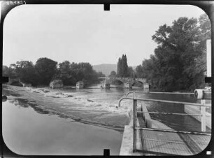 Jena-Burgau. Alte Saalebrücke (E. 15. Jh., Zerstörung 1945). Ansicht vom rechten Ufer