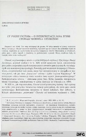 43: Ut poesis pictura - o interpretacji Jana Styki Chorału Kornela Ujejskiego