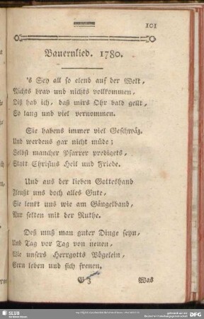 Bauernlied. 1780.
