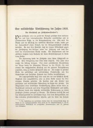 Der militärische Umschwung im Jahre 1918
