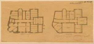 Wohnhaus, Eberswalde Monatskonkurrenz Juli 1880: Grundriss Keller, Dachgeschoss; Maßstabsleiste
