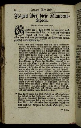 Fragen über diese Glaubens-Lehren