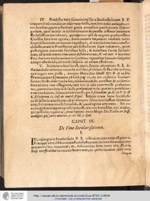 CAPUT. IX. De Fine Secularisationis.
