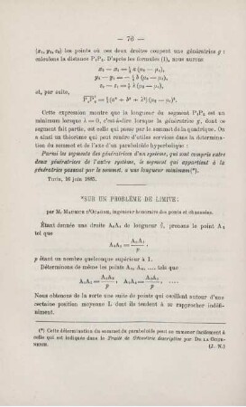 SUR UN PROBLÈME DE LIMITE.