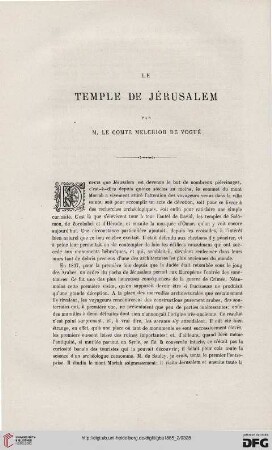 19: M. le Comte Melchior de Vogué, Le temple de Jérusalem : [Rezension]