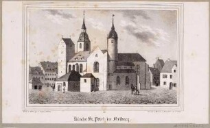 Die Stadtkirche St. Petri in Freiberg (auch Petrikirche), Blatt aus Sachsens Kirchen-Galerie von Hermann Schmidt, 1838, Bd. 2