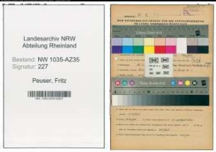 Entnazifizierung Fritz Peuser , geb. 30.06.1896 (Hauer)
