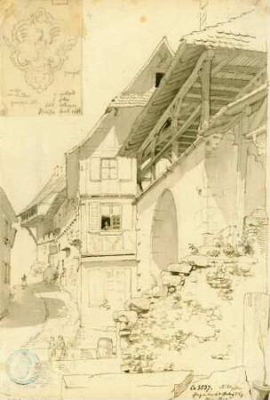 Gengenbach Vorbau Obertor mit anschließendem Fachwerkhaus
