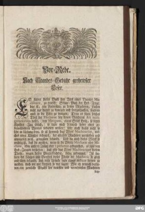 Vor-Rede. Nach Standes-Gebühr geehrtester Leser.