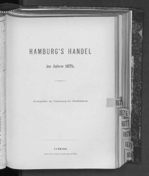 1875: Hamburgs Handel : im Jahre ... ; Sachverständigen-Berichte