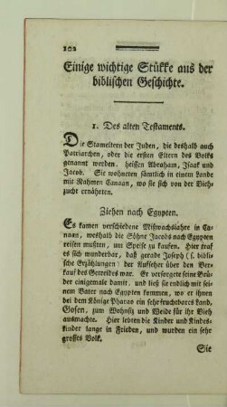 Einige wichtige Stükke aus der biblischen Geschichte