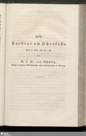 XVI. Predigt am Osterfeste ...