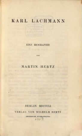 Karl Lachmann : eine Biographie