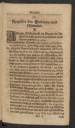 II. Register Der Autoren und Materien.