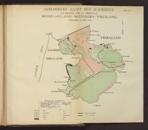 PLAAT I. GEOLOGISCHE KAART DER ZUIDERZEE ten Zuiden va de Afsluiting NOORD-HOLLAND-WIERINGEN-FRIESLAND.