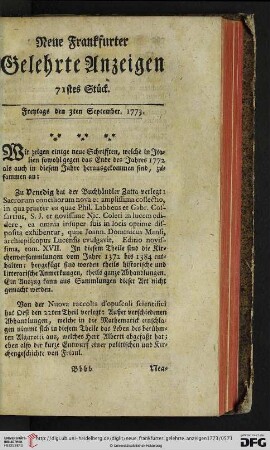 [71. -78. Stueck] (September 1773)