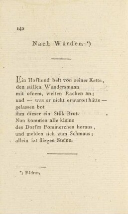 Nach Würden.