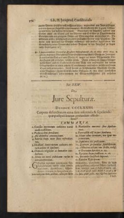 Tit. XXIV. De Jure Sepulturae.
