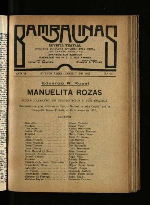 Manuelita Rozas : poema dramático en cuatro actos y seis cuadros