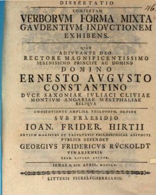 Diss. completam verborum forma mixta gaudentium inductionem exhibens