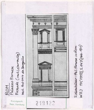 Rom: Palazzo Farnese, Fassade nach Leterouilly nach Antonio da Sangallo