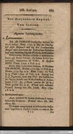 Das dreizehnte Kapitel, Von Italien
