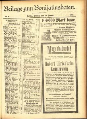 Zweite Ausgabe vom Sonntag, den 20. Januar 1901.
