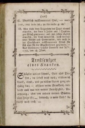 Trostseufzer eines Kranken.