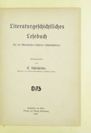 Literaturgeschichtliches Lesebuch : für die Oberklassen höherer Lehranstalten