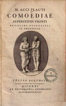 M. Acci Plauti Comoediae Superstites Viginti : Novissime Recognitae Et Emendatae, [1]