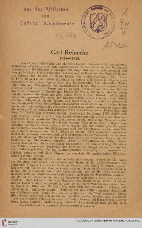 Carl Reinecke 1824 - 1910
