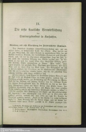II. Die erste staatliche Verwirklichung des Seminargedankens in Kursachsen