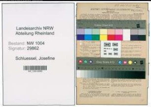 Entnazifizierung Josefine Schluessel , geb. 19.12.1879 ()