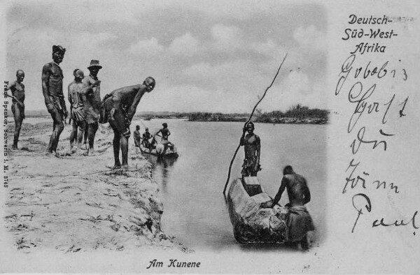 Dugout canoes on the Kunene, 1903, South West Africa