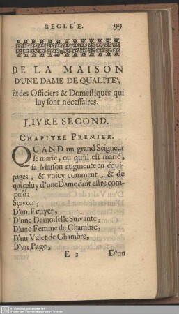 Livre Second: De la Maison d'une Dame de qualité