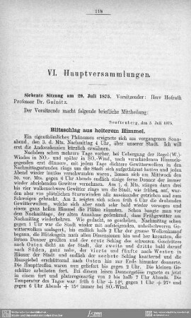 Blitzschlag aus heiterem Himmel