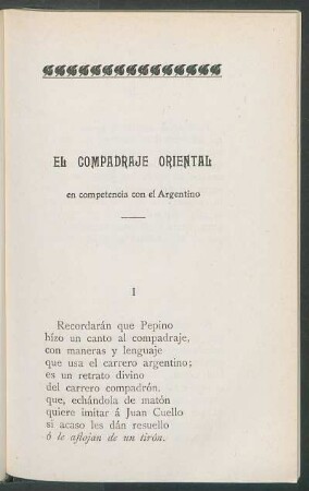 El compadraje oriental en competencia con el argentino