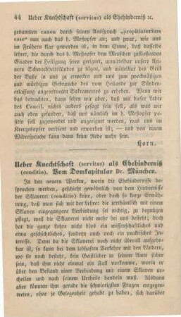 44-67 Ueber Knechtschaft (servitus) als Ehehinderniß (conditio)