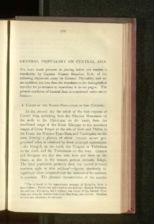 General Prjevalsky on Central Asia.