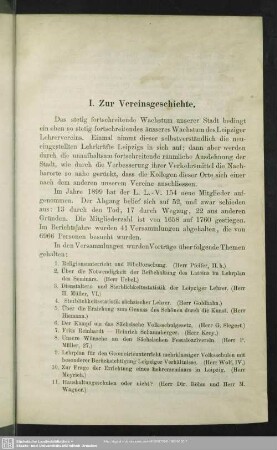 I. Zur Vereinsgeschichte