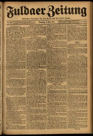 Erste Ausgabe vom Dienstag, den 03. Mai 1921.
