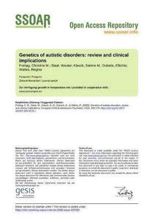 Genetics of autistic disorders: review and clinical implications